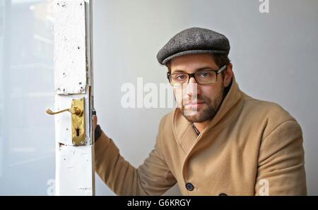 Nathan Engelbrecht at his gallery Exhibitionist, in Blenheim Crescent, Notting Hill, London, where two signed works by Turner Prize-winning artist Damien Hirst have been stolen between 3am and 3.30am on Monday. Stock Photo