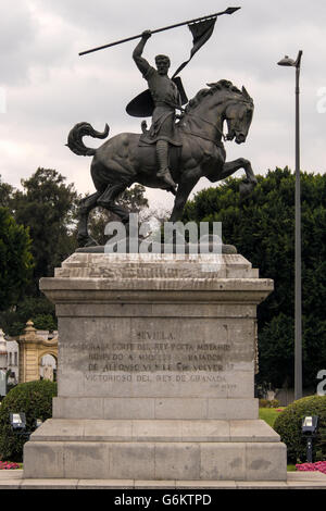 SEVILLE, SPAIN - MARCH 15, 2016:  Equestrian statue of Rodrigo Diaz de Vivar, known as El Cid Stock Photo