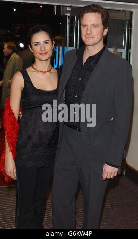 Actor Colin Firth with his wife arrive for the UK Charity film Premiere of Love Actually, in aid of Comic Relief, held at the Odeon Leicester Square, central London. Stock Photo