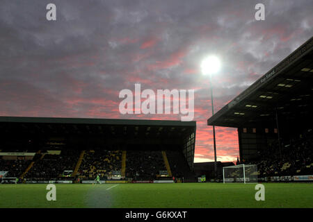 General view of the action between Notts County and Brentford Stock Photo