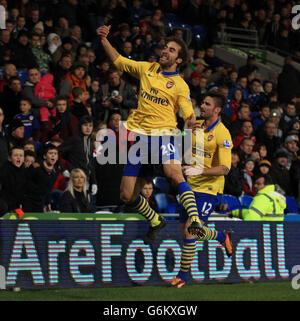 Arsenal's Mathieu Flamini (C) celebrates scoring the seventh goal ...