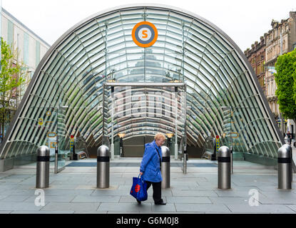 Exterior entrance to St Enoch Station on Glasgow underground system in Glasgow, Scotland, United Kingdom Stock Photo