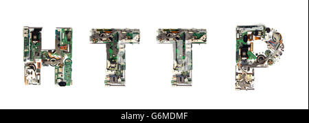 The word    HTTP made  with letters that are made of computer parts Stock Photo