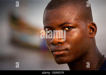 Yongoro, Sierra Leone - May 30, 2013: West Africa, the beaches of Yongoro in front of Freetown Stock Photo