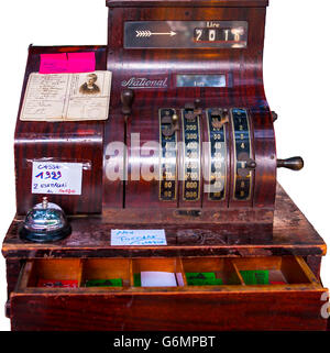 Trani, Italy - May 22, 2016: Old time cash register in a flea market Stock Photo