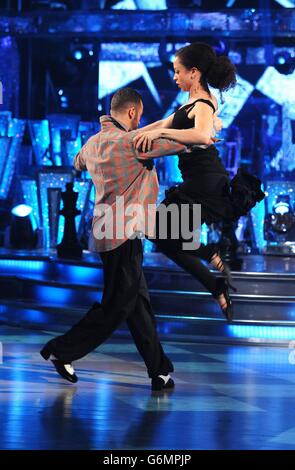 Natalie Gumede and Artem Chigvintsev rehearse for the Strictly Come Dancing semi-finals at Elstree Studios in Hertfordshire. Stock Photo