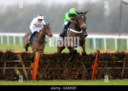 Horse Racing - Huntingdon Races. Springinherstep ridden by Barry Geraghty during the Betfred 'Goals Galore' Handicap Hurdle Stock Photo