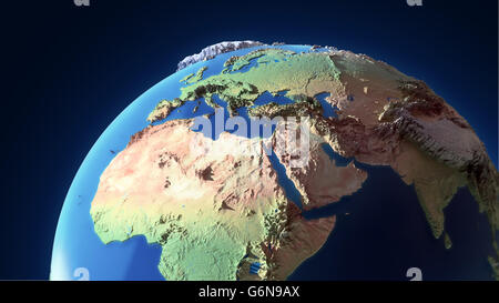 Earth globe with exaggerated topological features Stock Photo