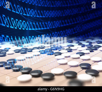 Artificial intelligence competing in the game of go - 3D illustration Stock Photo