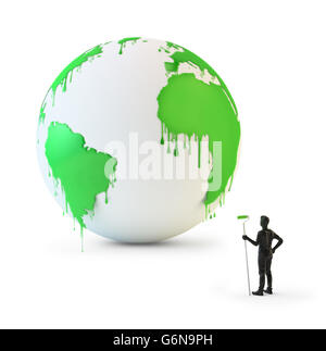 Wet paint dripping from a globe - environmental protection concept 3D illustration Stock Photo
