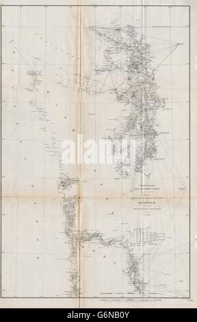 WASHINGTON COAST: Columbia River Seattle Tacoma Puget Sound. USCGS, 1889 map Stock Photo