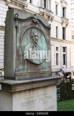 Robert Fulton Tombstone in Trinity Church Cemetery, NYC Stock Photo