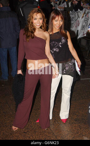 Myleene Klass and her sister Jessie arrive for the UK premiere of Lord Of The Rings: The Return Of The King in central London. The third film in the Lord Of The Rings trilogy - directed by Peter Jackson - is released on 17 December 2003. Stock Photo