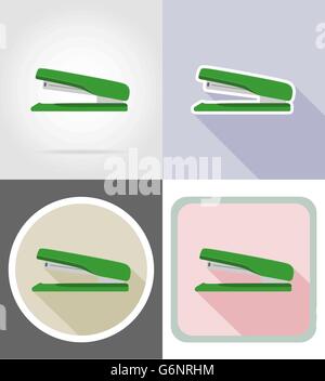 stapler stationery equipment set flat icons vector illustration isolated on white background Stock Vector