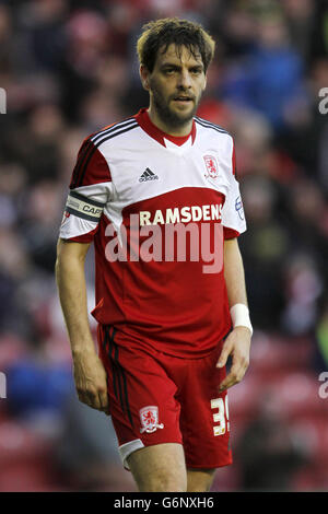 Soccer - Sky Bet Championship - Middlesbrough v Burnley - The Riverside Stadium. Jonathan Woodgate, Middlesbrough Stock Photo