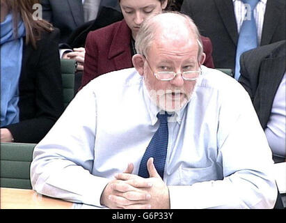 Education Secretary Charles Clarke answers questions from the Education Select Committee in the House of Commons in central London, on the subject of student top-up fees. Stock Photo