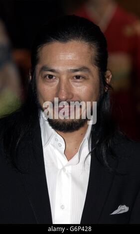 Actor Hiroyuki Sanada arrives for the UK film premiere of The Last Samurai, held at the Odeon Leicester Square, central London. Stock Photo