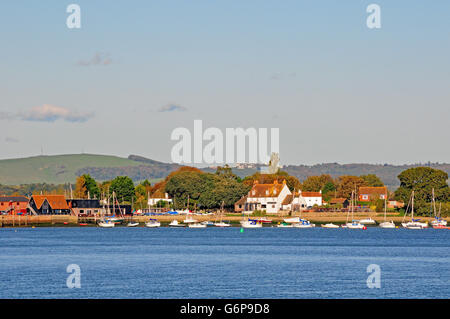 Dell Quay, Trundle Hill and Goodwood Racecourse from Copperas Point, Chichester Harbour Stock Photo