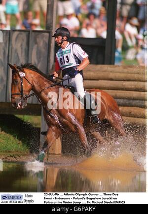 23-JUL-96. Atlanta Olympic Games. Three Day Event - Endurance - Poland's Boguslaw Jarecki on Polisa at the Water Jump Stock Photo