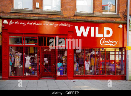 Exterior of Wild Clothing an independent shop selling new and retro clothes on Broad Street Hockley Nottingham England UK Stock Photo