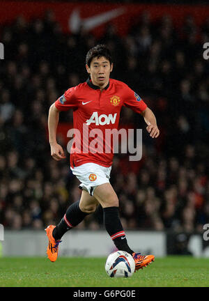 Manchester United's Shinji Kagawa in action against Sunderland in the Carling Cup semi final second leg at Old Trafford. 22nd January 2014. PA Photo by Martin Rickett/PA Stock Photo