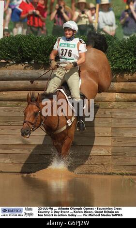 23-JUL-96, Atlanta Olympic Games - Equestrian Cross Country 3 Day Event, Karen Dixon, Great Britain onToo Smart in action today Stock Photo