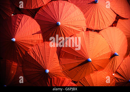 Traditional handmade Thai paper parasols in Chiang Mai, Northern Thailand Stock Photo