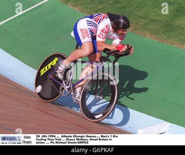 24 -JUL-1996 ... Atlanta Olympic Games. Men's 1 Km Cycling Time Trial ... Shaun Wallace, Great Britain in action Stock Photo