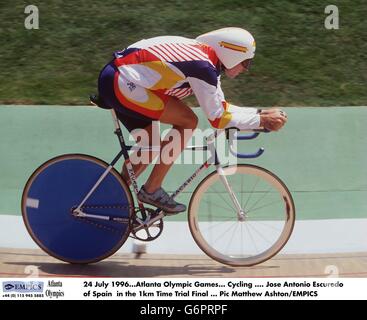 24 July 1996. Atlanta Olympic Games. Cycling .... Jose Antonio Escuredo of Spain in the 1km Time Trial Final Stock Photo