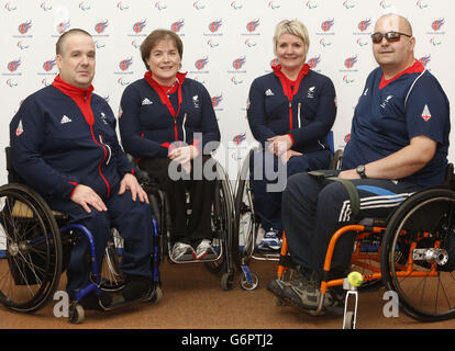 Wheelchair Curling's (left to right) Robert McPherson, Aileen Neilson, Angela Malone and Gregor Ewan during the Paralympic Team GB Launch for Sochi at the Radisson Blu Hotel, Glasgow.