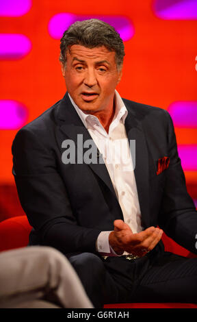 Sylvester Stallone during the filming of the Graham Norton Show at The London Studios, south London, to be aired on BBC One on Friday evening. PRESS ASSOCIATION Photo. Picture date: Thursday January 9, 2014. Photo credit should read: Dominic Lipinski/PA Wire Stock Photo