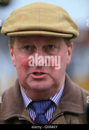 Horse Racing - Newbury Racecourse. Trainer Robin Dickin after his win with Restless Harry in The Betfred 'Hat Trick Heaven' Handicap Steeple Chase at Newbury Racecourse. Stock Photo
