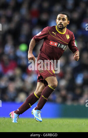 Soccer - FA Cup - Fourth Round - Manchester City v Watford - Etihad Stadium. Ikechi Anya, Watford Stock Photo