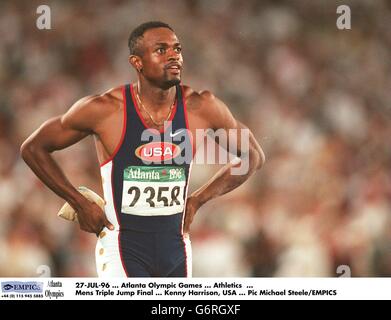 27-JUL-96 ... Atlanta Olympic Games ... Athletics ... Mens Triple Jump Final ... Kenny Harrison, USA Stock Photo