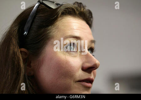 Borgen star Sidse Babett Knudsen during a photocall at Nordicana 2014, an event celebrating Nordic fiction, television and film, held at the Old Truman Brewery in Brick Lane, London. Stock Photo