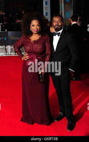 Oprah Winfrey and David Oyelowo arriving at The EE British Academy Film Awards 2014, at the Royal Opera House, Bow Street, London. Stock Photo