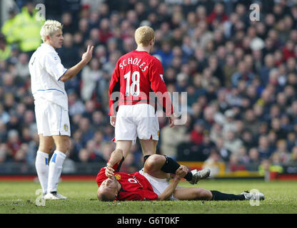 Manchester United's Mikael Silvestre on the ground Stock Photo