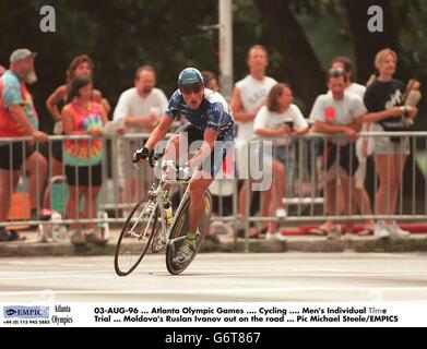 03-AUG-96 ... Atlanta Olympic Games .... Cycling .... Men's Individual Time Trial ... Moldova's Ruslan Ivanov out on the road Stock Photo