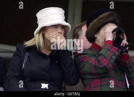 The Princess Royal (right) with her daughter Zara Phillips at Cheltenham Race Course, on the third and final day of the Cheltenham Festival meeting. Stock Photo