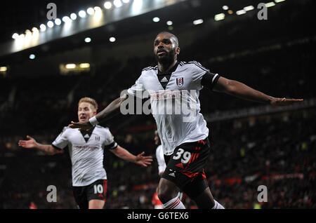 Fulham's Darren Bent celebrates scoring his teams second goal of the game Stock Photo