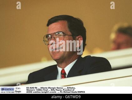 03-AUG-96, Atlanta Olympic Games, Athletics, Women's 1500m Final, Billy Payne, President of ACOG watches tonight's events Stock Photo