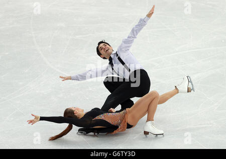 Turkey's Alisa Agafonova and Alper Ucar in the Ice Dance short program Stock Photo