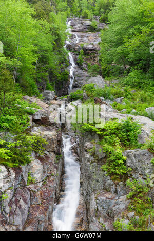 Silver Cascade in Crawford Notch State Park, New Hampshire USA during the spring months. Stock Photo