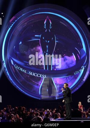 Brit Awards 2014 - Show - London. James Corden on stage during the 2014 Brit Awards at the O2 Arena, London. Stock Photo