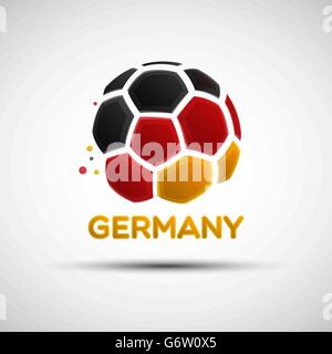 Football championship banner. Flag of Germany. Vector illustration of abstract soccer ball with German national flag Stock Vector