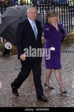 Former Prime Minister John Major arrives at Westminster Abbey in London for a memorial service for the former South Africa president Nelson Mandela. Stock Photo