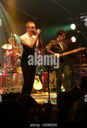 NME Awards 2014 - Show - London. Belle and Sebastian on stage during the 2014 NME Awards, at Brixton Academy, London. Stock Photo