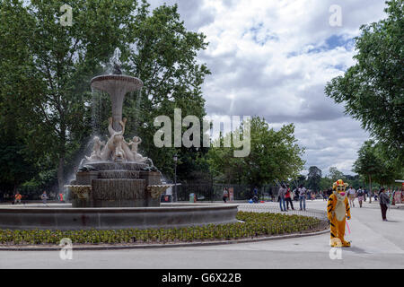 Fountain in the Buen Retiro Park, Madrid, Spain. Stock Photo