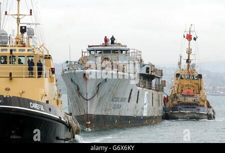 HMS Scylla sinking Stock Photo