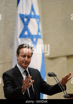 Prime Minister David Cameron addresses the Knesset, the Israeli parliament, on the first day of a two day visit to Israel.